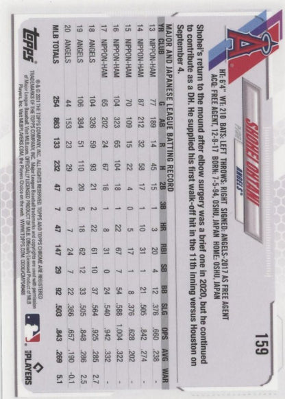 Shohei Ohtani 2021 Topps Chrome Ben Baller Edition 159 - Collector Store LLC