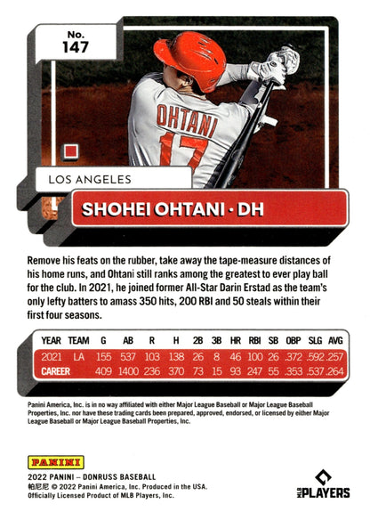 Shohei Ohtani 2022 Panini Donruss Purple Foil #147 - Collector Store LLC