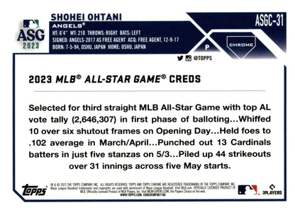 Shohei Ohtani 2023 Topps Chrome All Star Game Refractor #ASGC - 31 - Collector Store LLC
