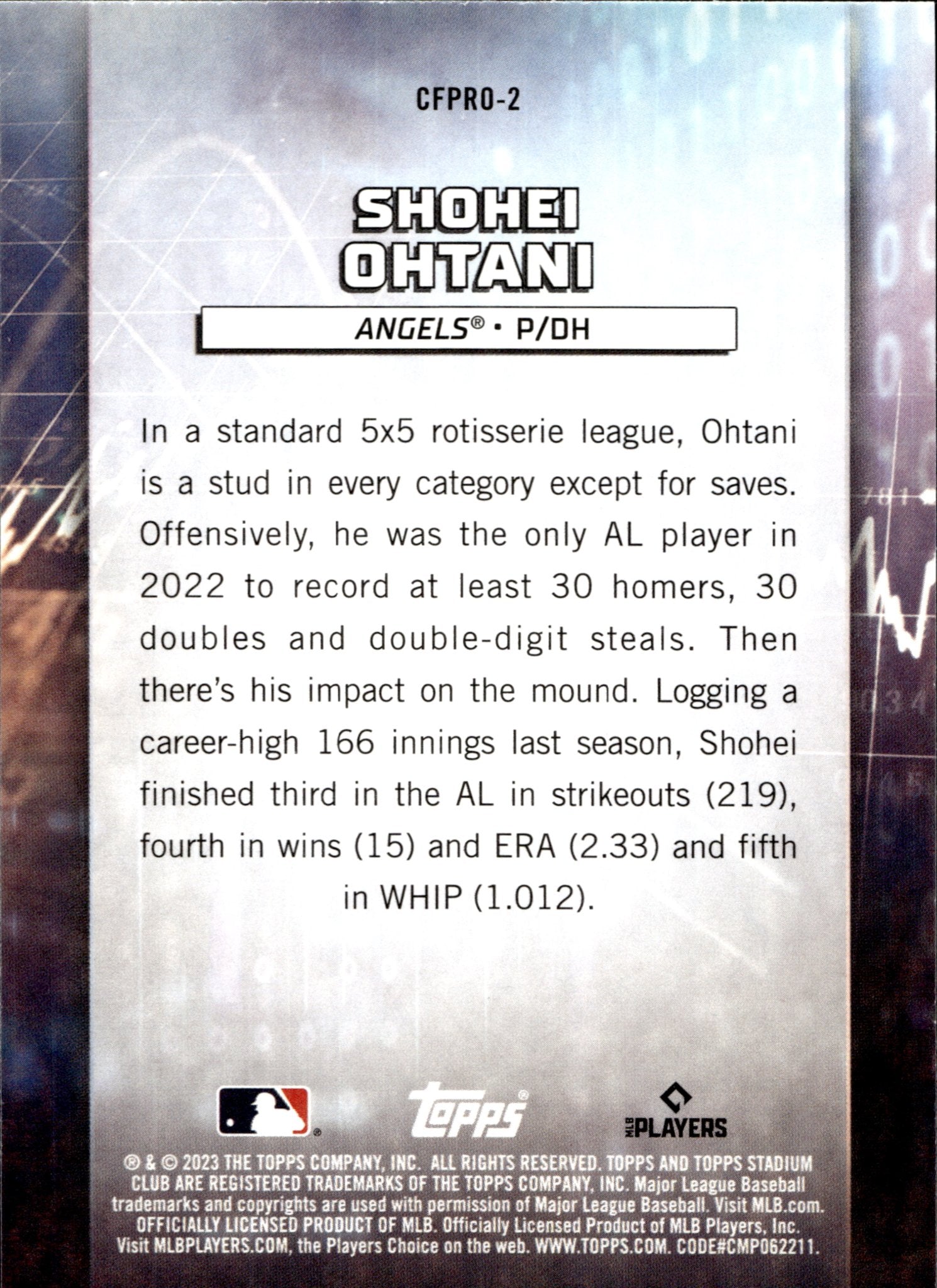 Shohei Ohtani 2023 Topps Stadium Club Chief Fantasy Professionals #CFPRO - 2 - Collector Store LLC