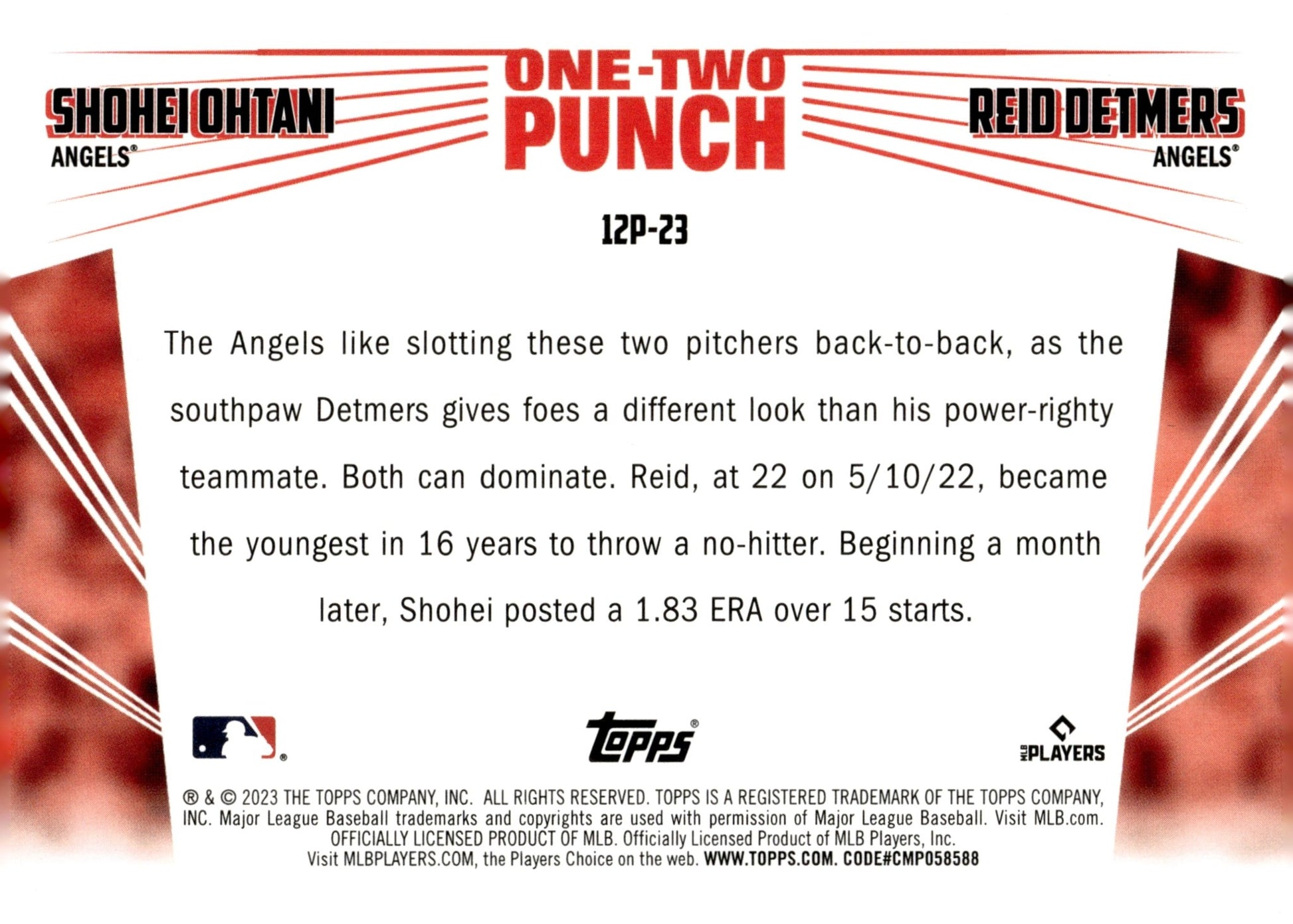 Shohei Ohtani / Reid Detmers 2023 Topps Series 1 One - Two Punch #12P - 23 - Collector Store LLC