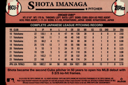 Shota Imanaga 2024 Topps Chrome 35th Anniversary Refractor RC #89CU - 7 - Collector Store LLC