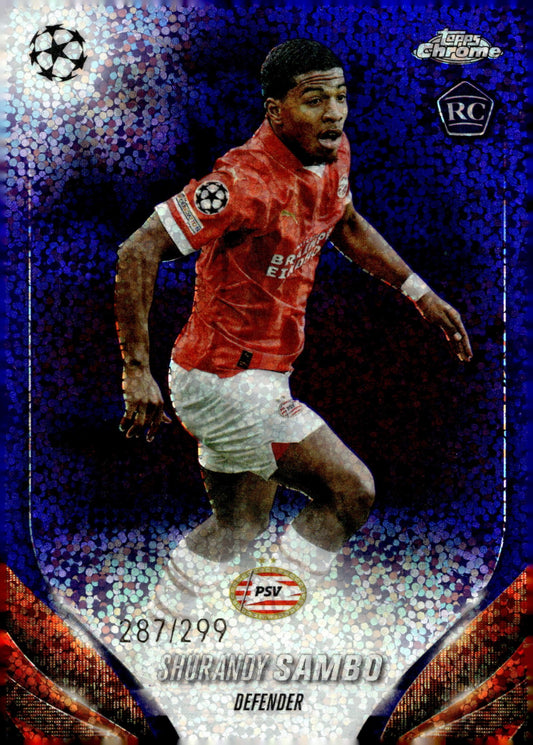 Shurandy Sambo 2023 - 24 Topps Chrome UCL Purple Speckle Refractor RC 287/299 - Collector Store LLC