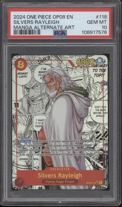 Silvers Rayleigh One Piece Card Game Two Legends Manga Alternate Art #118 PSA 10 - Collector Store LLC