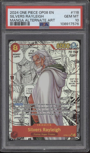 Silvers Rayleigh One Piece Card Game Two Legends Manga Alternate Art #118 PSA 10