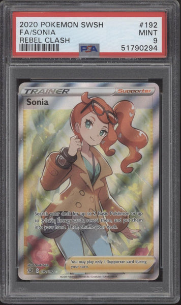 Sonia Pokemon Rebel Clash Full Art #192 PSA 9
