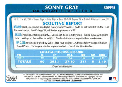 Sonny Gray 2011 Bowman Chrome #BDPP35 #1 - Collector Store LLC