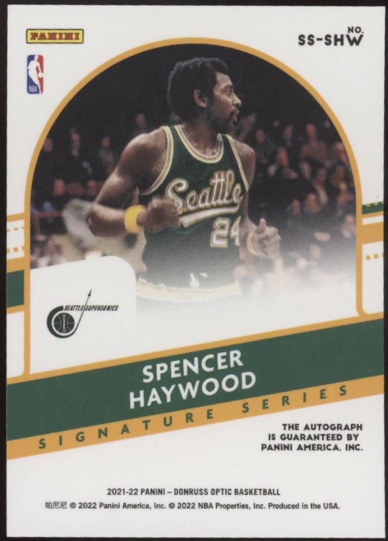 Spencer Haywood 2021 - 22 Panini Donruss Optic Signature Series Auto #SS - SHW - Collector Store LLC