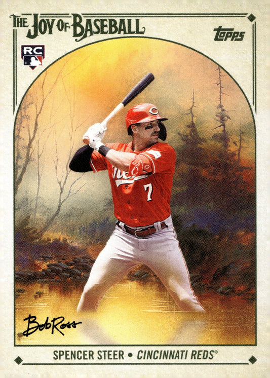 Spencer Steer 2023 Topps x Bob Ross The Joy of Baseball RC #3 - Collector Store LLC