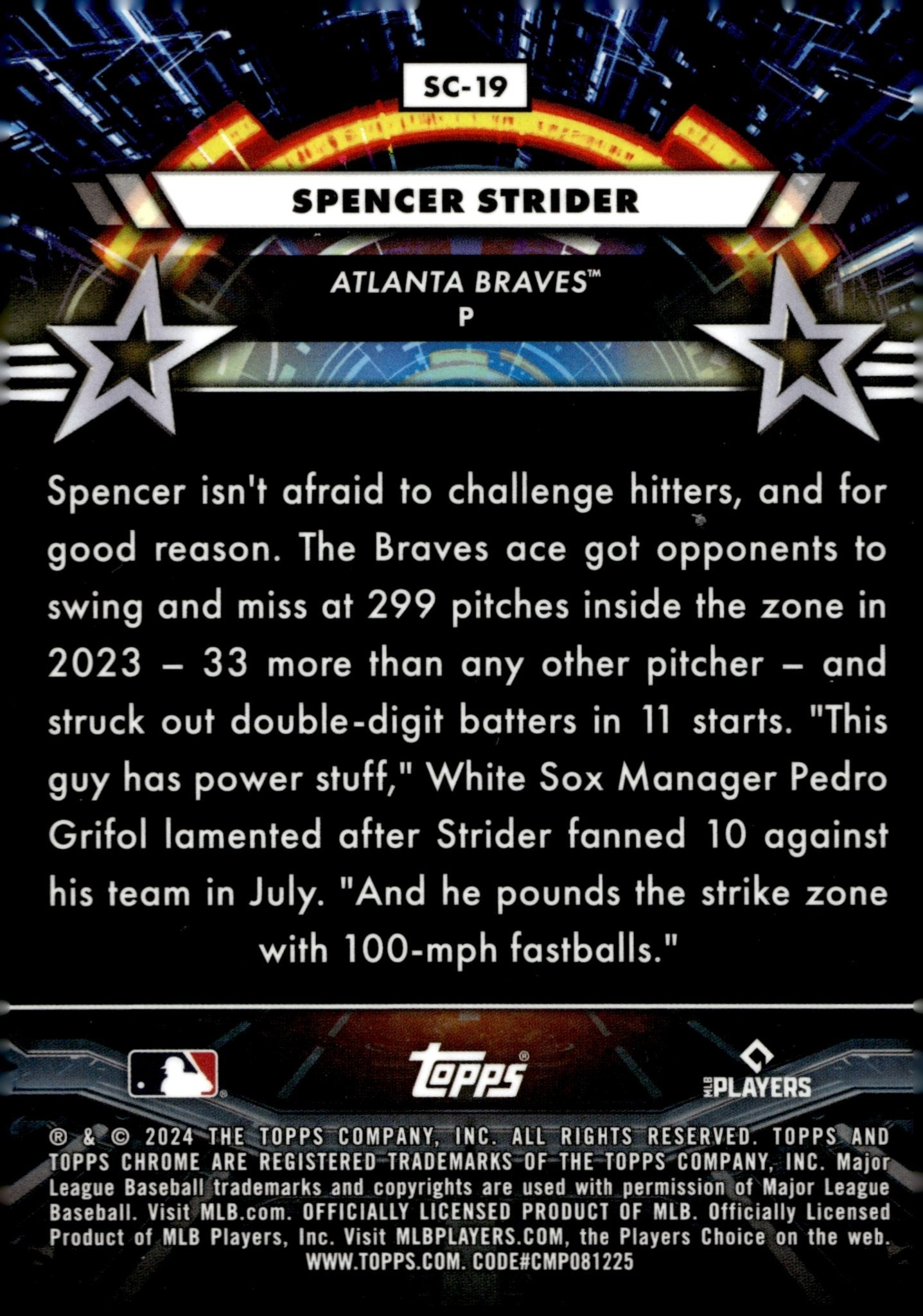 Spencer Strider 2024 Topps Chrome Cosmic Star Command Refractor #SC - 19 - Collector Store LLC