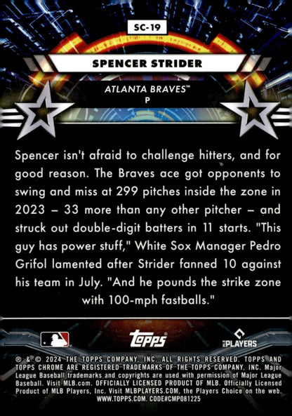 Spencer Strider 2024 Topps Chrome Cosmic Star Command Refractor #SC - 19 - Collector Store LLC