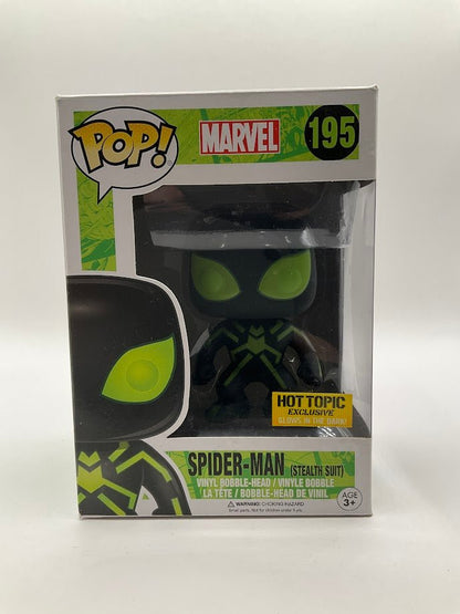 Spider - Man (Stealth Suit) Funko Pop! Marvel #195 GITD Hot Topic Exclusive - Collector Store LLC