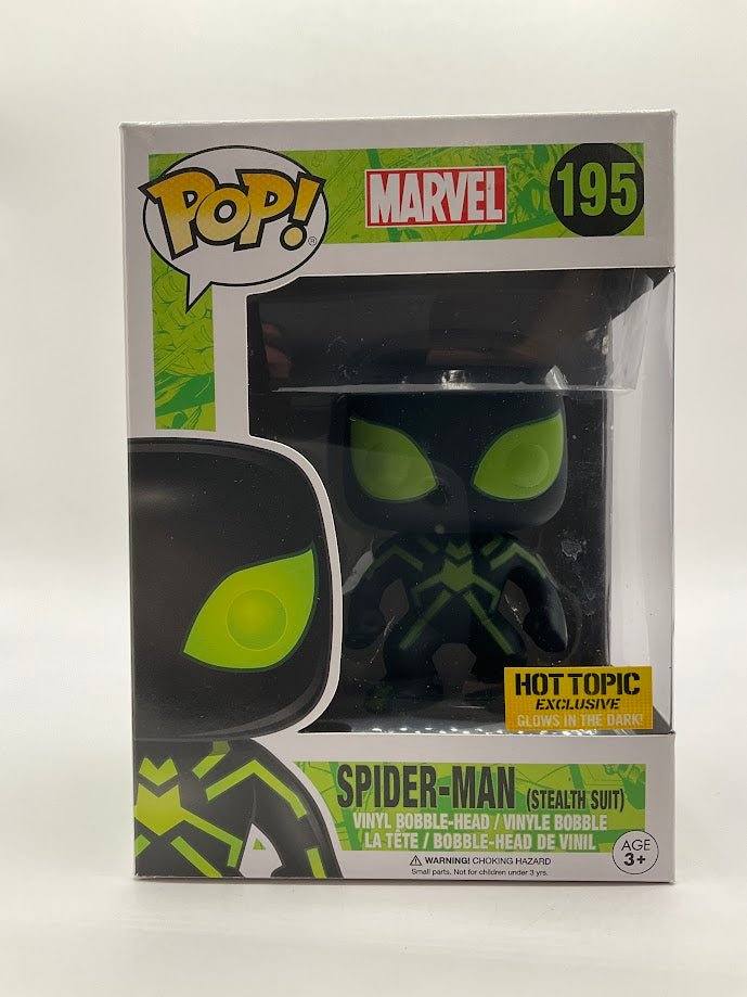 Spider - Man (Stealth Suit) Funko Pop! Marvel #195 GITD Hot Topic Exclusive - Collector Store LLC