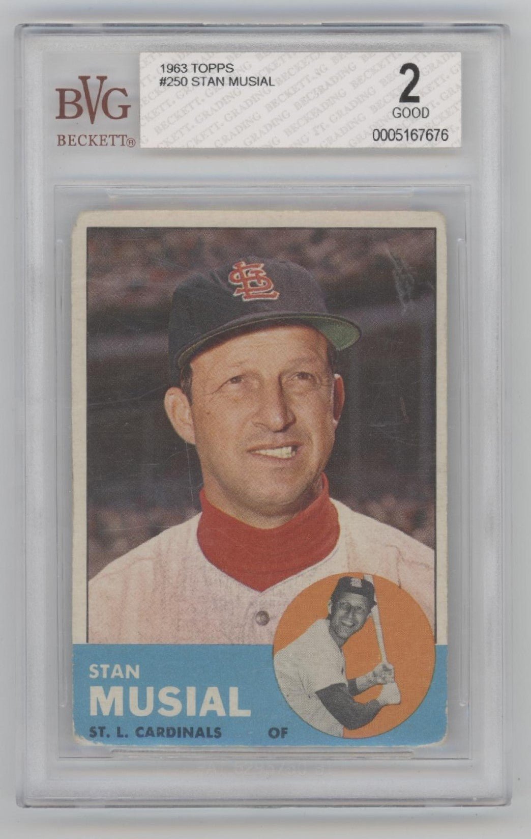 Stan Musial 1963 Topps #250 Beckett 2 - Collector Store LLC