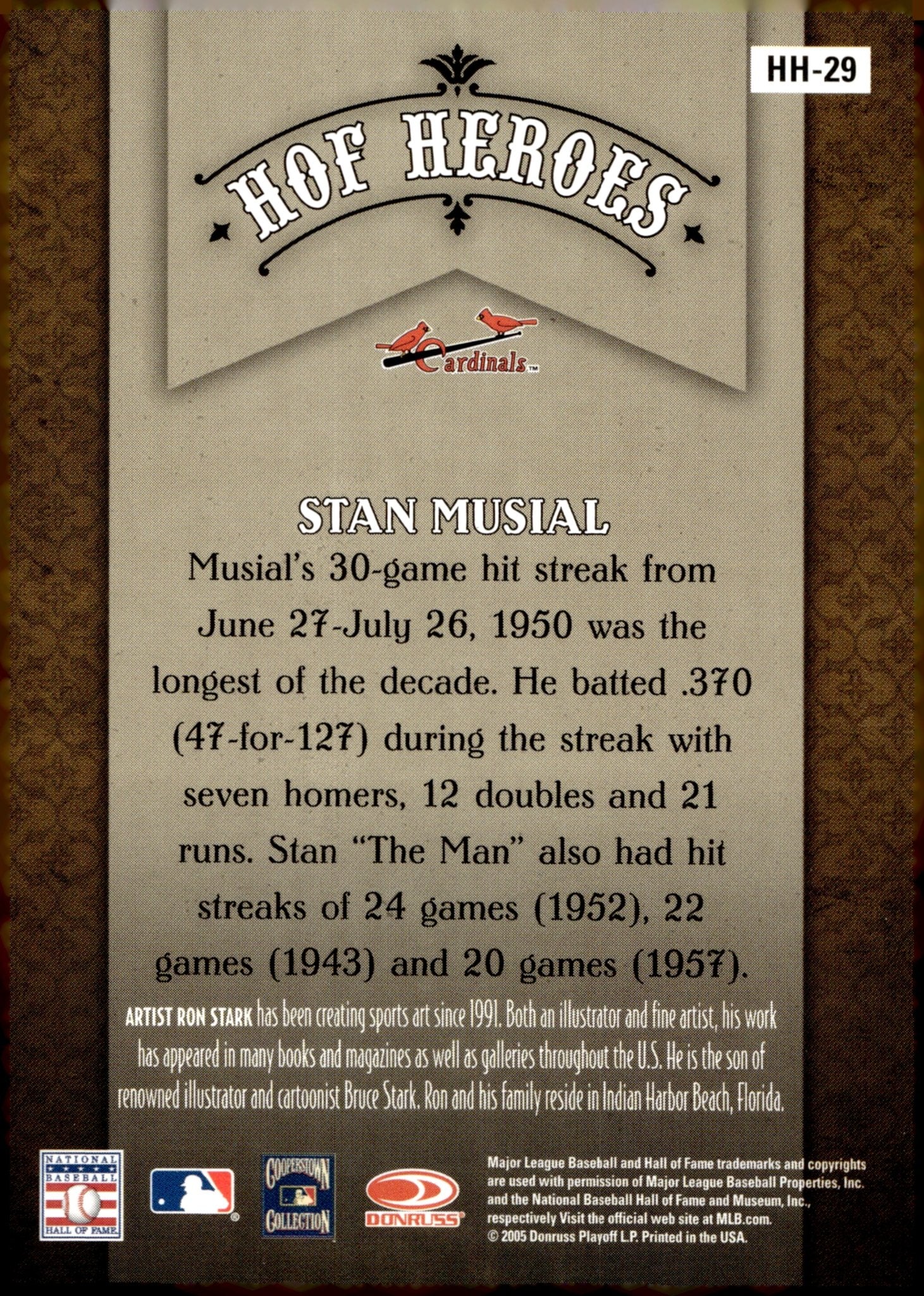 Stan Musial 2005 Donruss Diamond Kings HOF Heroes #HH - 29 - Collector Store LLC