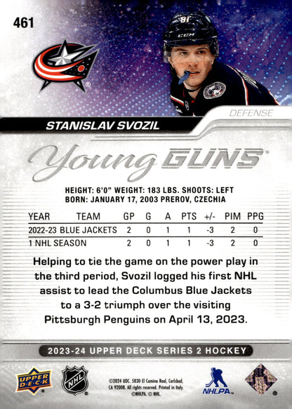 Stanislav Svozil 2023 - 24 Upper Deck Series 2 Young Guns RC #461 #2 - Collector Store LLC