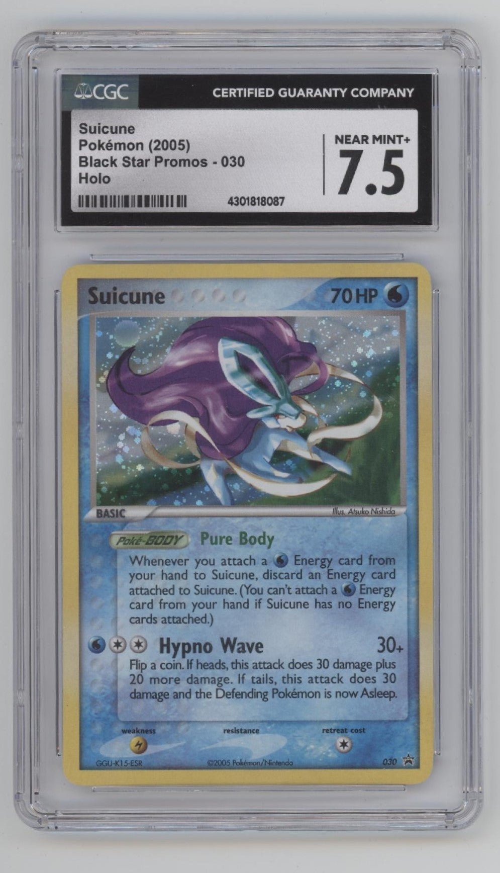 Suicune Pokemon Black Star Promos Holo #030 CGC 7.5 - Collector Store LLC