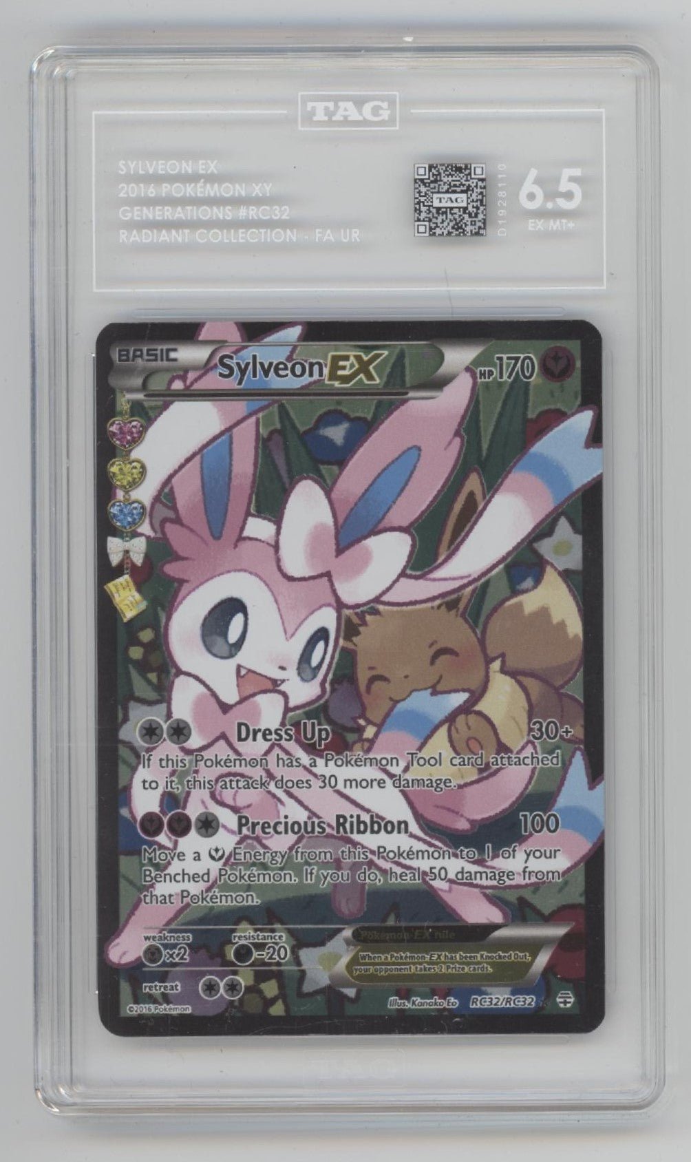 Sylveon ex Pokemon Generations Radiant Collection #RC32 TAG 6.5 - Collector Store LLC