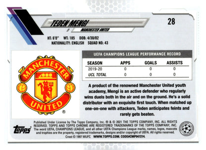 Taden Mengi 2020 - 21 Topps Chrome UEFA Champions League Blue Ice Refractor RC #28 - Collector Store LLC