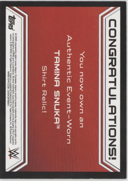 Tamina Snuka 2014 Topps WWE Shirt Swatch Card #1 - Collector Store LLC