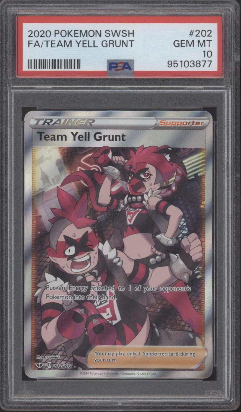 Team Yell Grunt Pokemon Sword & Shield Full Art #202 PSA 10 - Collector Store LLC