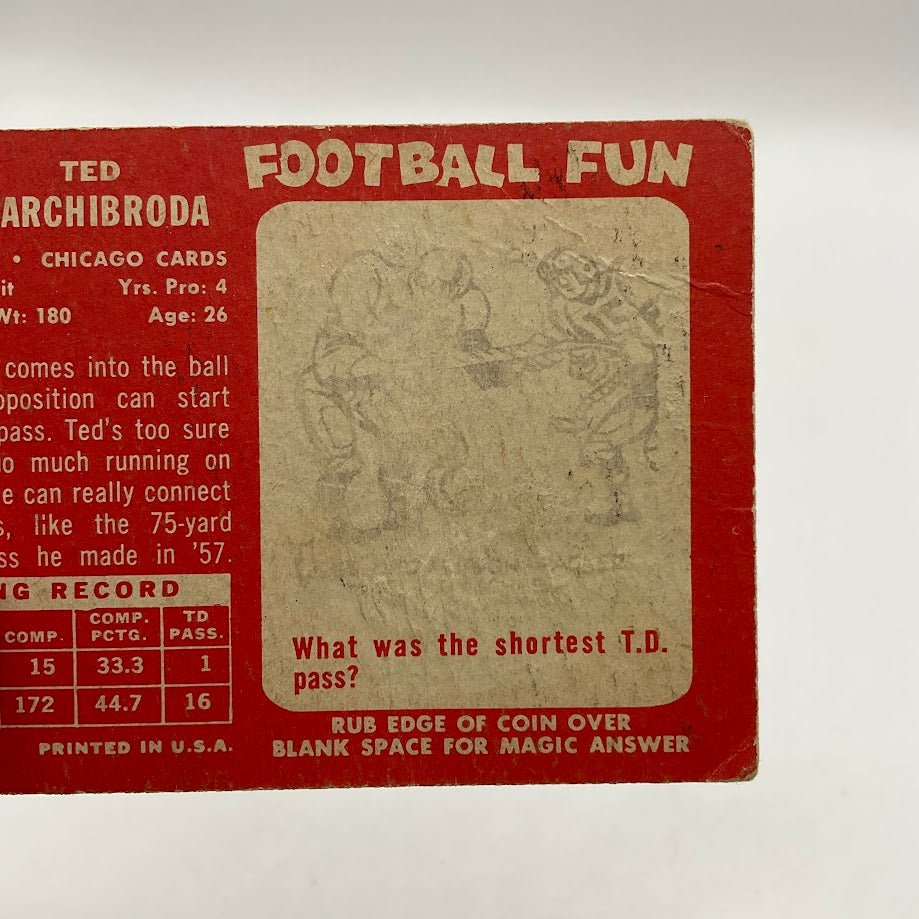 Ted Marchibroda 1958 Topps #44 Chicago Cardinals VG - Collector Store LLC