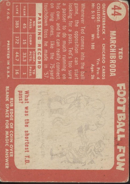 Ted Marchibroda 1958 Topps #44 Chicago Cardinals VG - Collector Store LLC