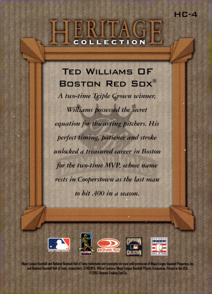 Ted Williams 2002 Donruss Heritage Collection Diamond Kings #HC - 4 - Collector Store LLC