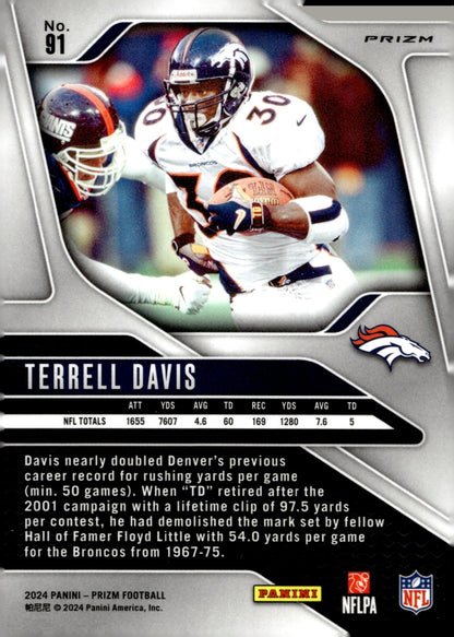Terrell Davis 2024 Panini Prizm Red White & Blue Prizm #91 - Collector Store LLC