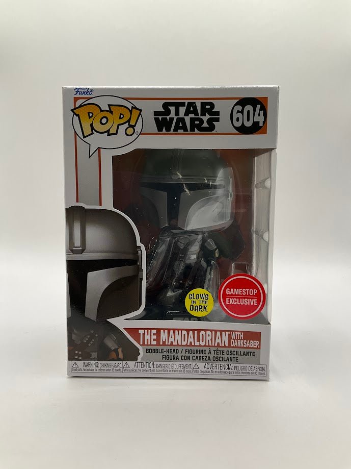 The Mandalorian with Darksaber Funko Pop! Star Wars #604 GITD GameStop Exclusive - Collector Store LLC