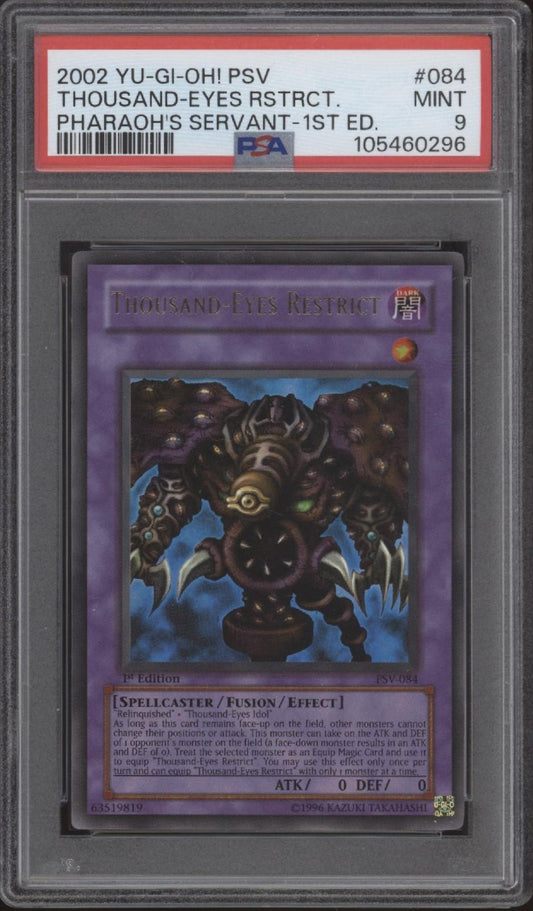 Thousand - Eyes Restrict Yu - Gi - Oh! Pharaoh's Servent 1st Edition #084 PSA 9 - Collector Store LLC