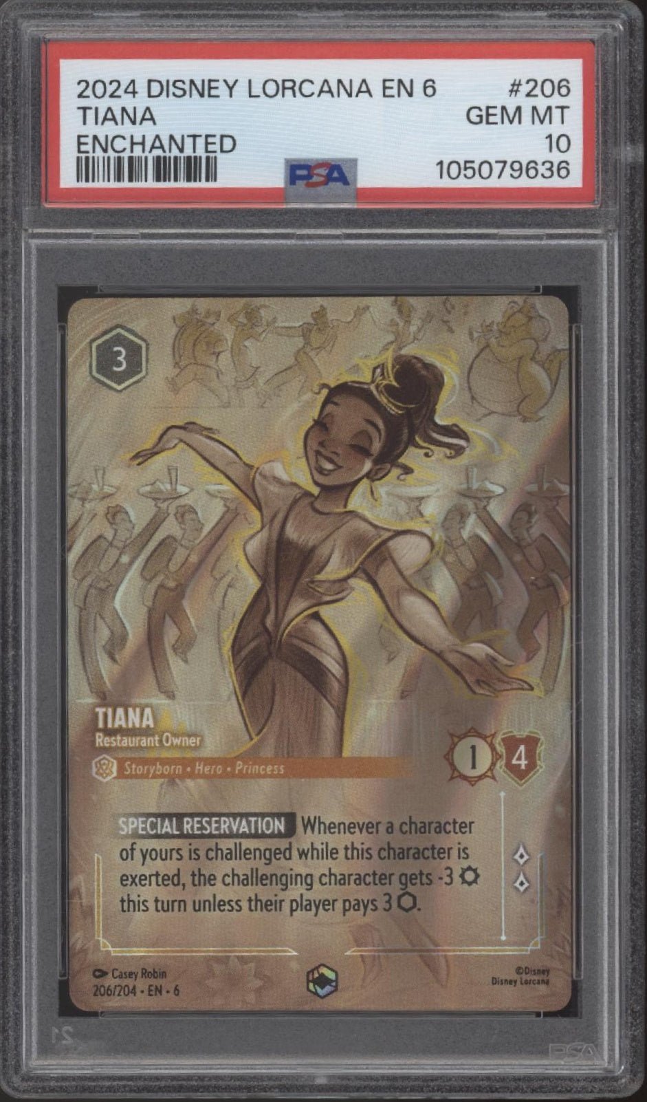 Tiana Disney Lorcana Azurite Sea Enchanted 206 PSA 10 - Collector Store LLC