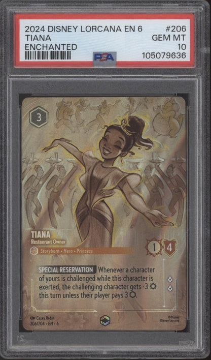 Tiana Disney Lorcana Azurite Sea Enchanted 206 PSA 10 - Collector Store LLC
