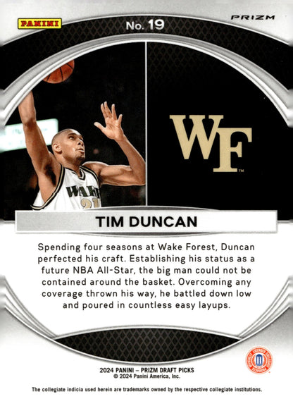Tim Duncan 2024 Panini Prizm Draft Picks Brilliance Prizm #19 - Collector Store LLC