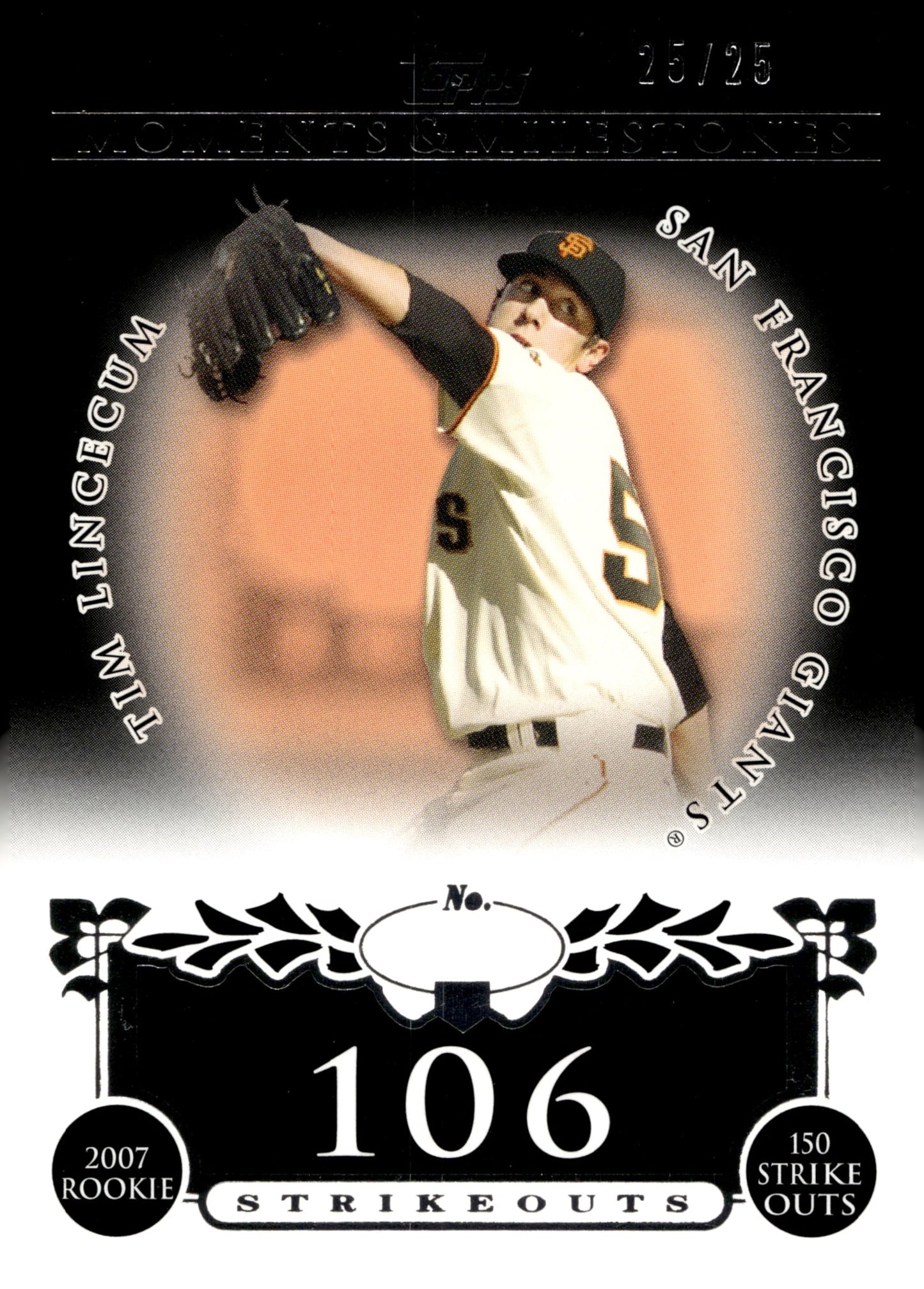 Tim Lincecum 2008 Topps Moments & Milestones 106 Strikeouts #74 - Collector Store LLC