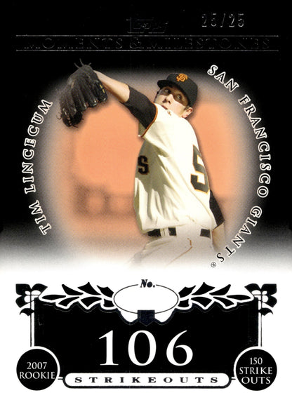 Tim Lincecum 2008 Topps Moments & Milestones 106 Strikeouts #74 - Collector Store LLC
