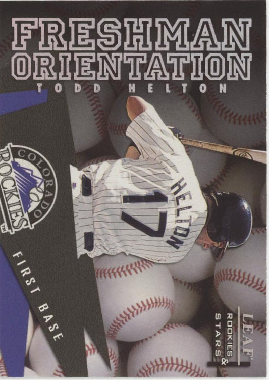 Todd Helton 1998 Leaf Rookies & Stars Freshman Orientation 0815/5000 #1 - Collector Store LLC
