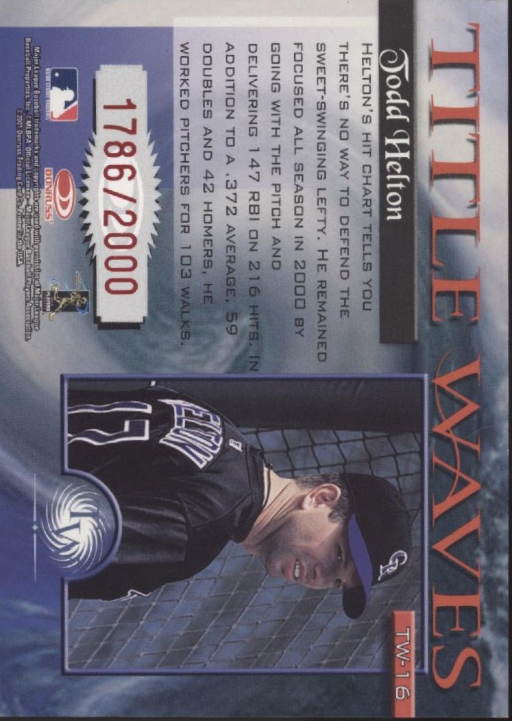 Todd Helton 2001 Donruss Elite Title Waves 1786/2000 TW - 16 - Collector Store LLC