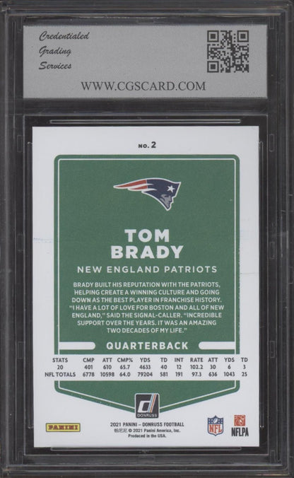 Tom Brady 2021 Panini Donruss Press Proof Gold Holo #1 CGS 10 - Collector Store LLC