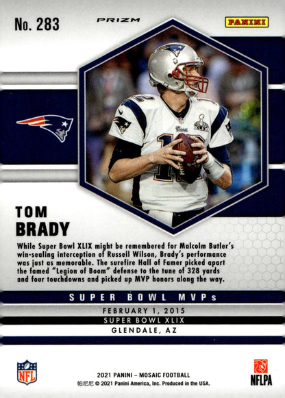 Tom Brady 2021 Panini Mosaic Super Bowl MVPs Green Prizm #283 - Collector Store LLC