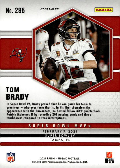 Tom Brady 2021 Panini Mosaic Super Bowl MVPs Prizm #285 - Collector Store LLC