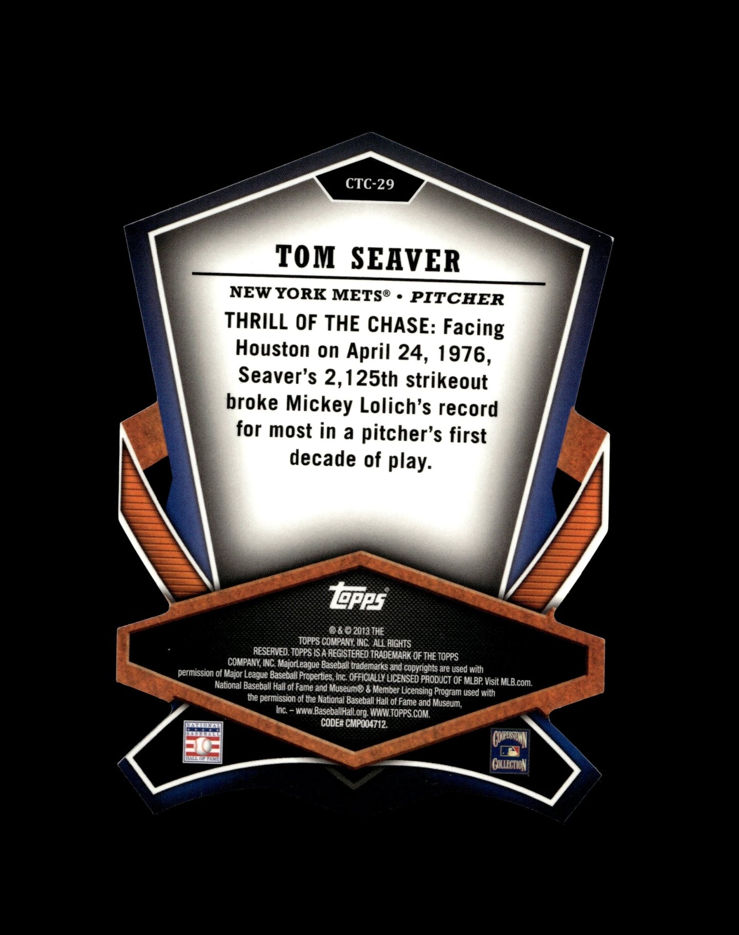Tom Seaver 2013 Topps Cut to the Chase Die - Cut Refractor #CTC - 29 - Collector Store LLC
