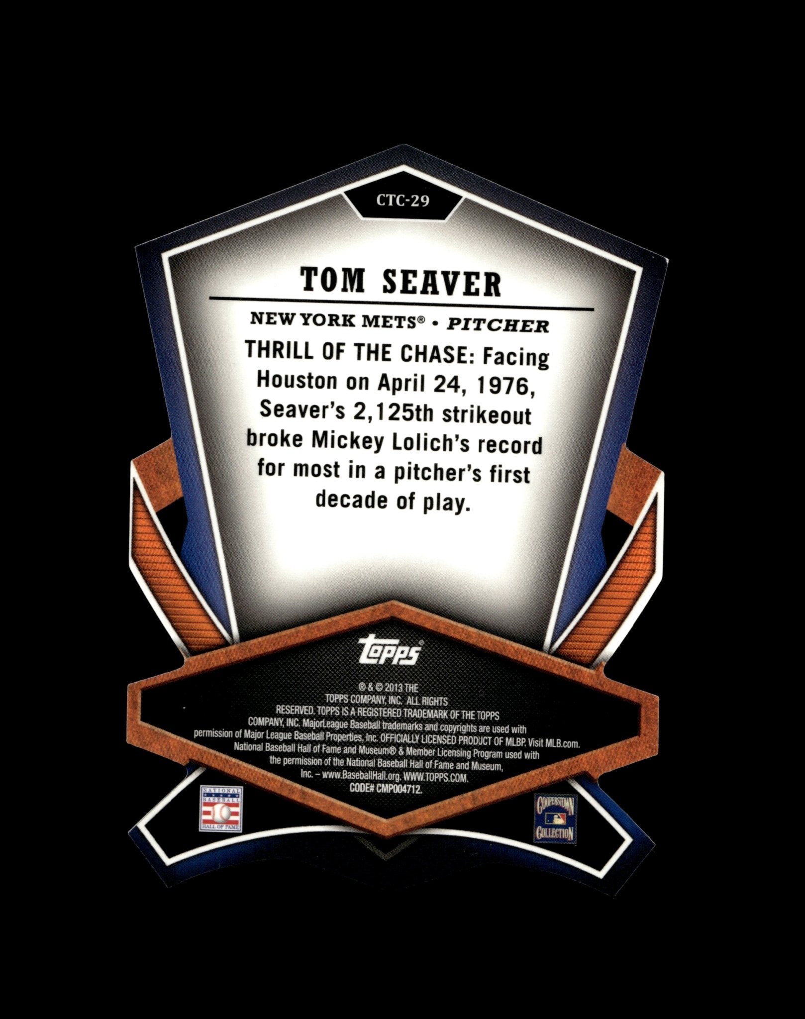 Tom Seaver 2013 Topps Cut to the Chase Die - Cut Refractor #CTC - 29 - Collector Store LLC