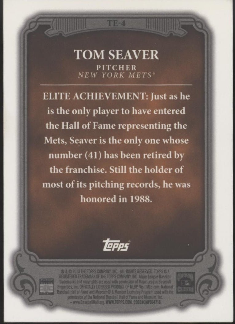 Tom Seaver 2013 Topps The Elite #TE - 4 - Collector Store LLC