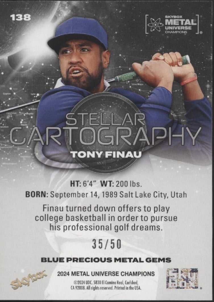 Tony Finau 2024 Skybox Metal Universe Champions Stellar Cartography Blue 35/50 - Collector Store LLC