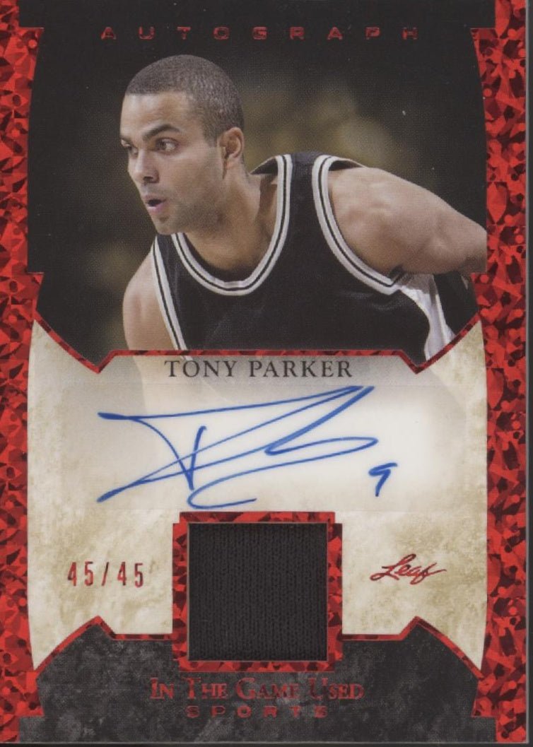 Tony Parker 2022 Leaf In the Game Used Sports Red Swatch Auto 45/45 #GUA - TP1 - Collector Store LLC