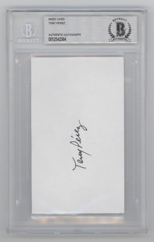 Tony Perez Index Card with Beckett Authentic Auto - Collector Store LLC