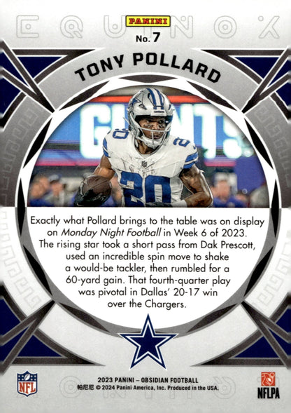 Tony Pollard 2023 Panini Obsidian Equinox Red Refractor #7 - Collector Store LLC