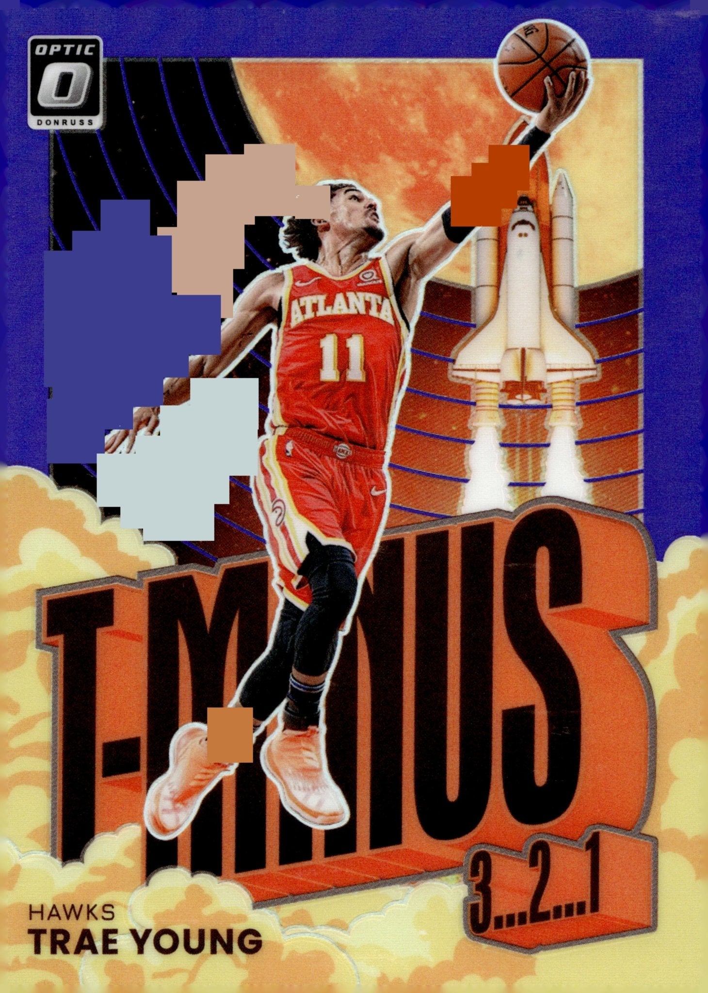 Trae Young 2021 - 22 Panini Donruss Optic T - Minus 3...2...1 Purple Prizm #13 - Collector Store LLC