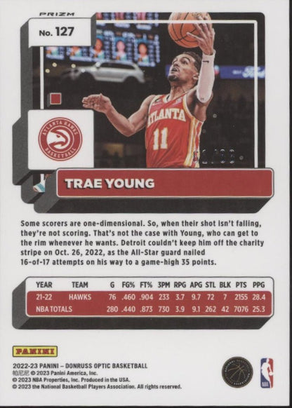 Trae Young 2022 - 23 Panini Donruss Optic Red Mojo Prizm 61/88 #127 - Collector Store LLC